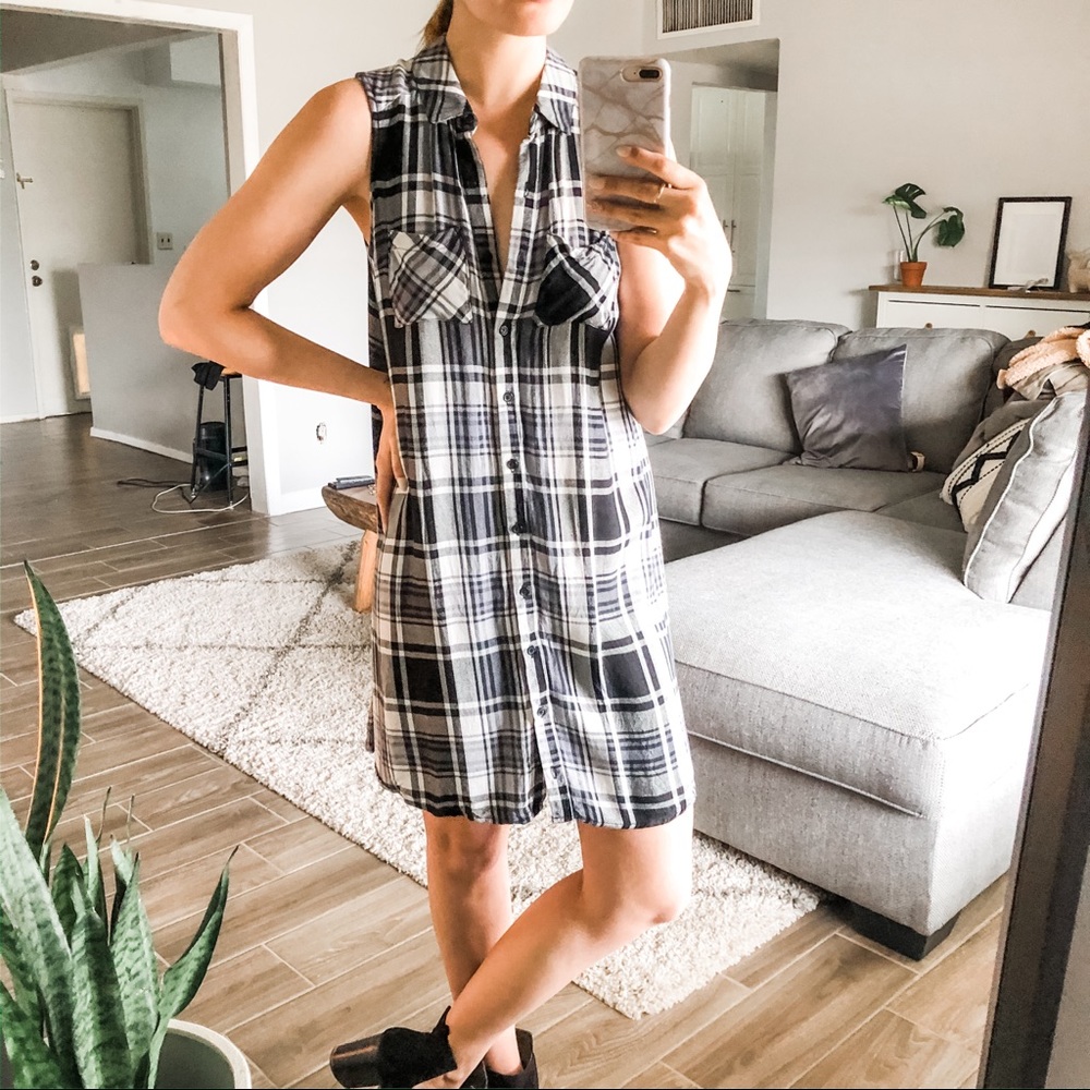 Plaid Button Up Dress | Size S